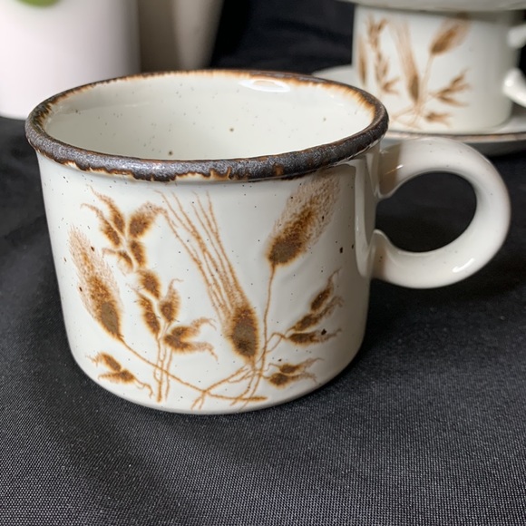 Set of 4 vintage Stonehenge MIDWINTER Wild oats stoneware cup & saucer - Picture 6 of 13